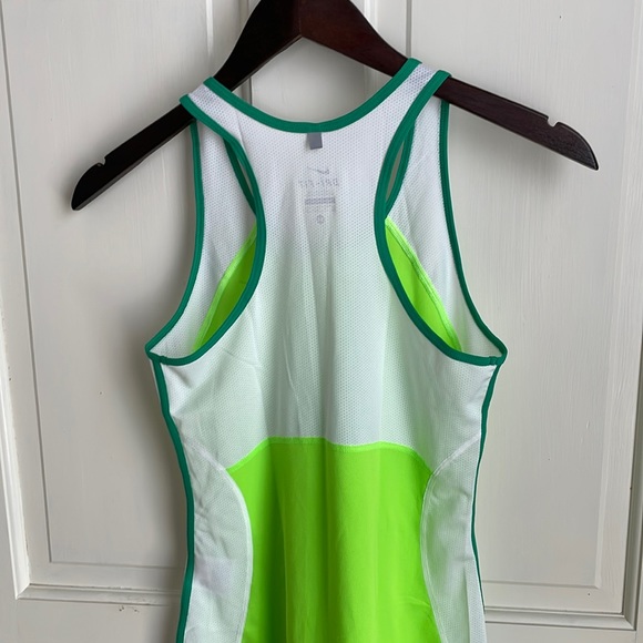 Nike Dri-Fit Running Tank Top, XS, Lime Green/White/Green - Picture 2 of 11